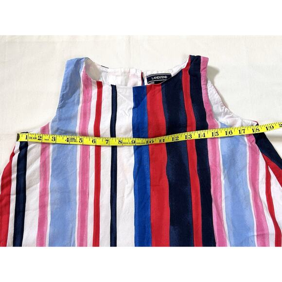 Lands' End Girls Trapeze Dress Size 14‎ Sleeveless Cotton Patriotic Sundress - Picture 6 of 9